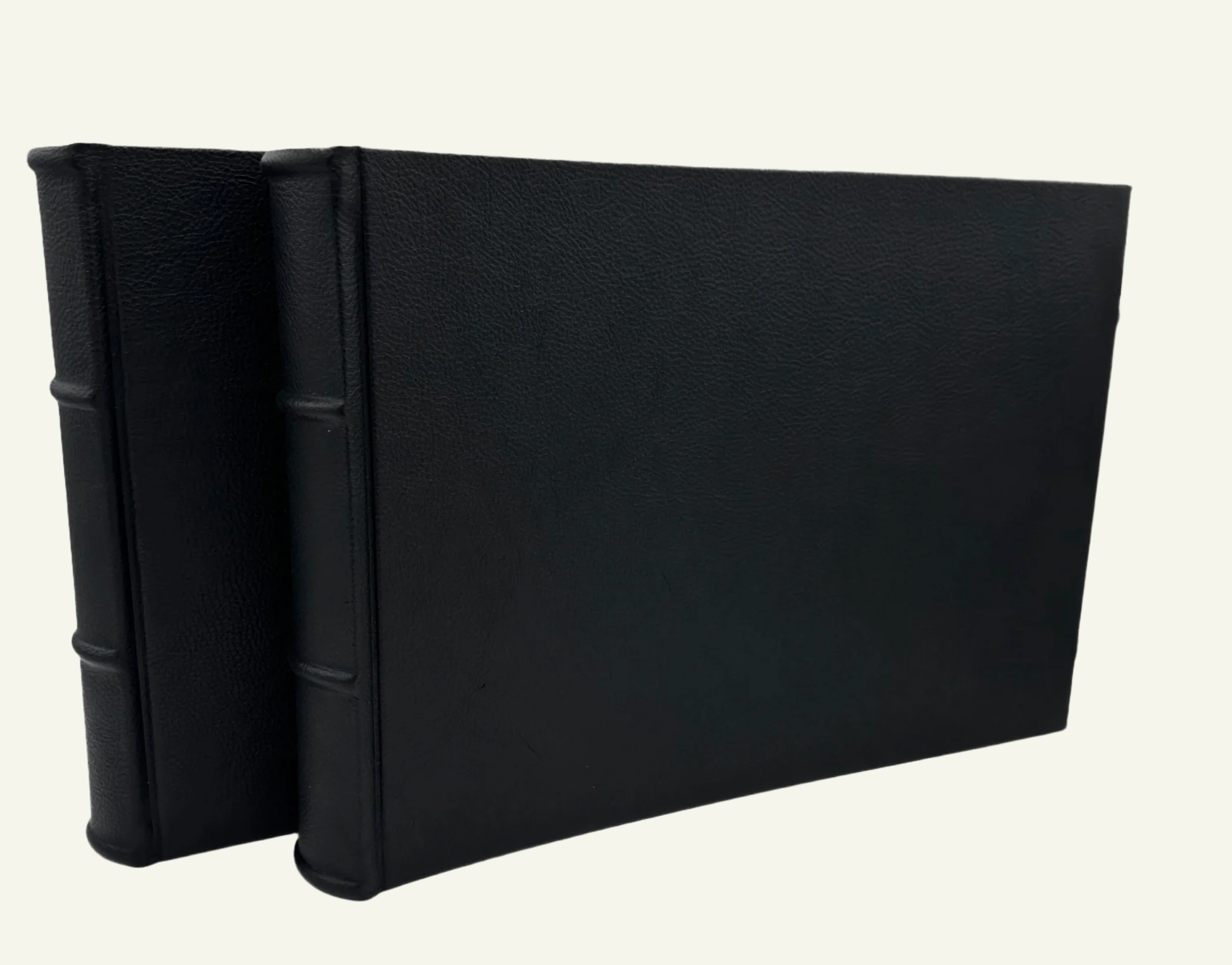 Two 14x10 Italian Black Leather Photo Album 