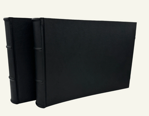 Two 14x10 Italian Black Leather Photo Album 