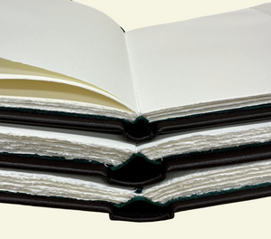 Italian Leather Guestbooks with Handmade Amalfi Deckled Edge Paper