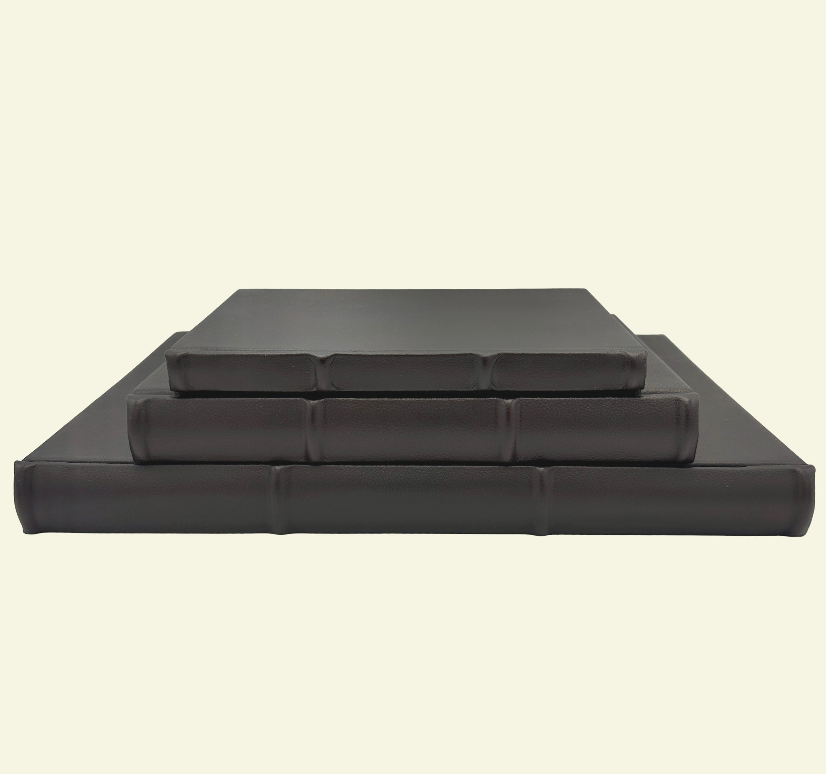 Handmade Italian Leather journals and Guestbooks with Amalfi paper pages and a raised ridge spine