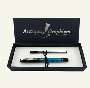 Blue Resin Barrel Rollerball Pen in Gift Box
