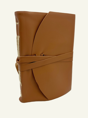 One-of-a-Kind ultra soft Nappa leather wrap journal in light camel color