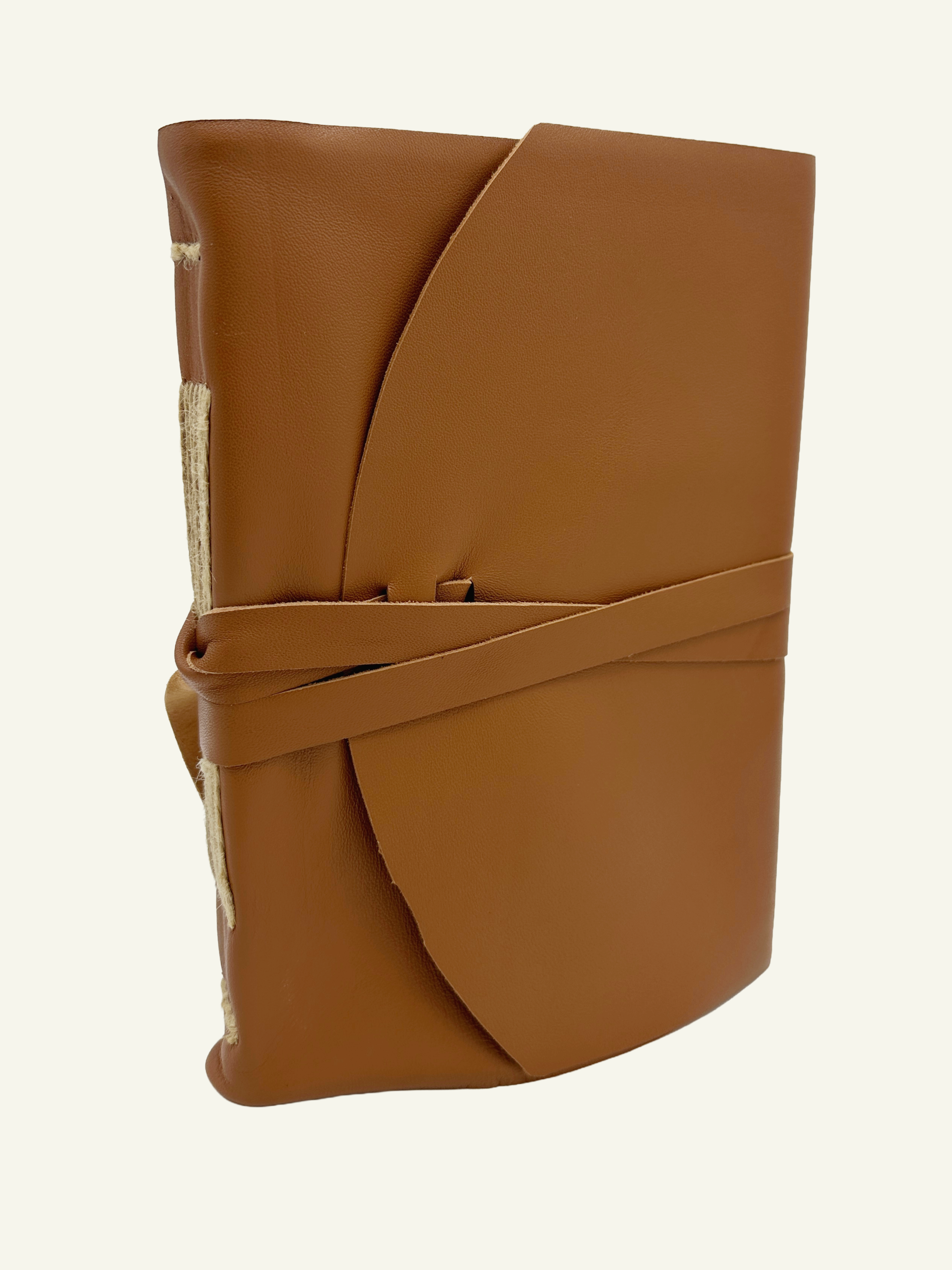 One-of-a-Kind ultra soft Nappa leather wrap journal in light camel color