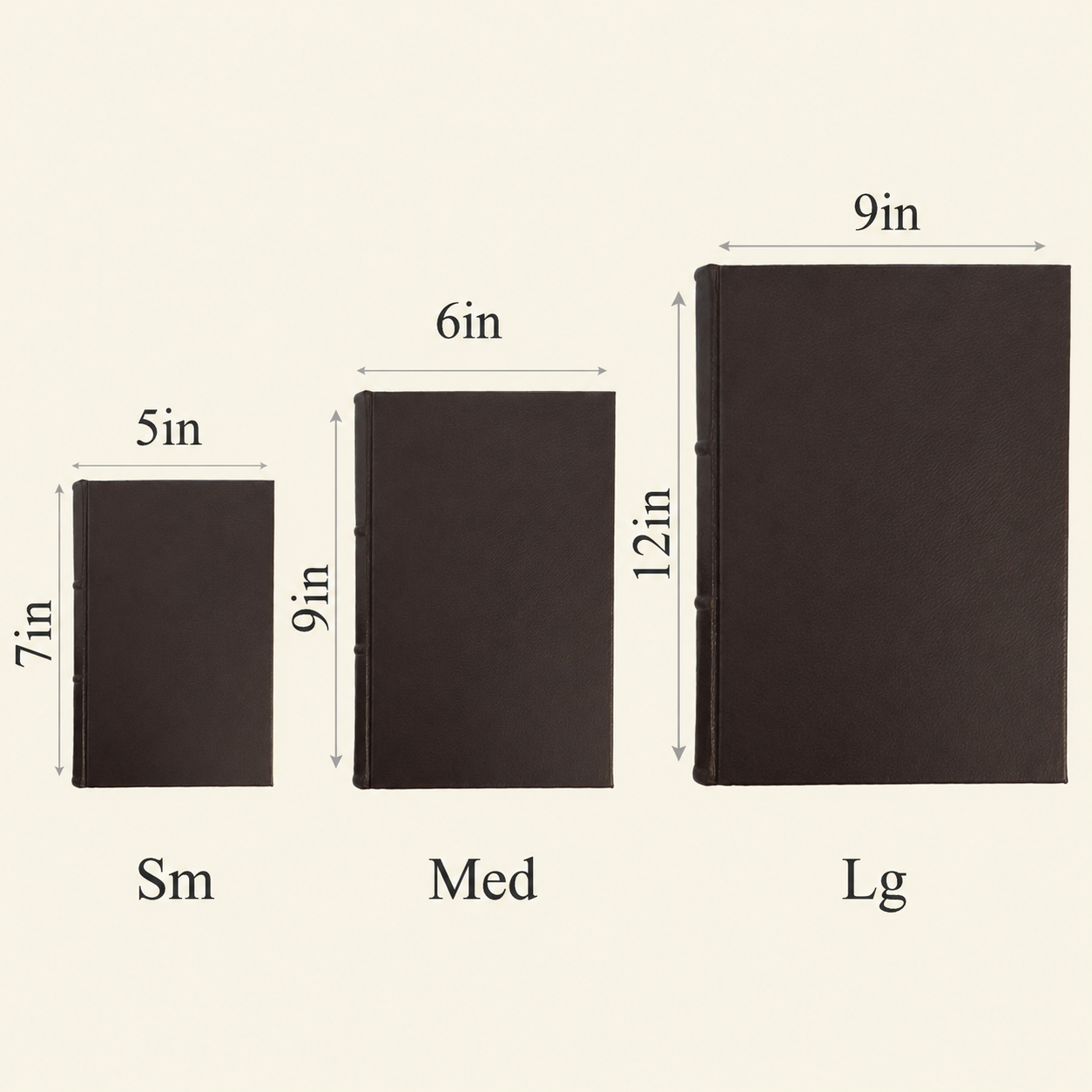 Classic leather journals in 3 size; small, medium and large