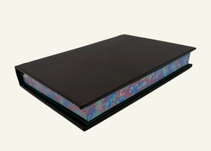 Refillable Leather journal with blue and burgundy marble paper