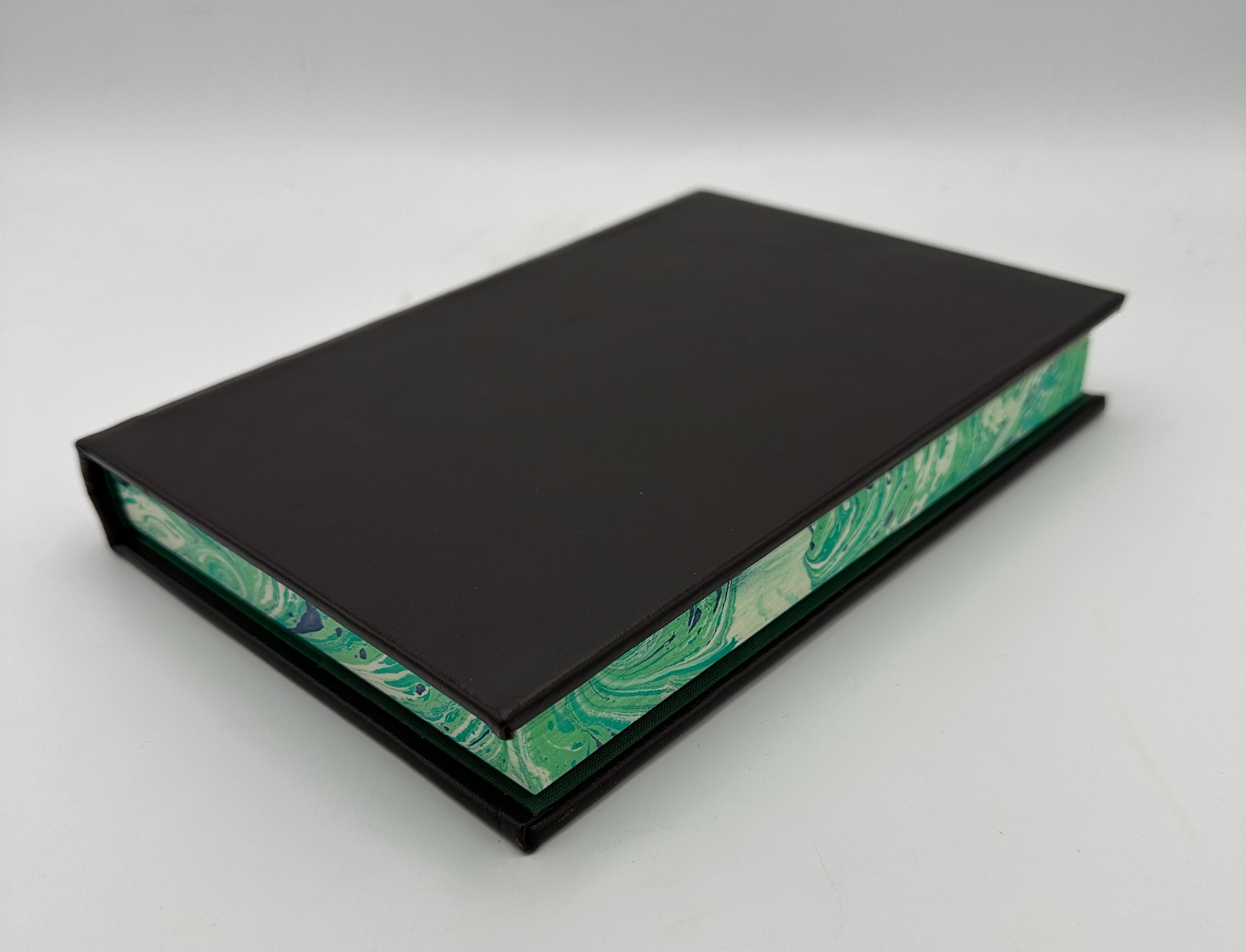 Refillable Classic Leather Journal with Lined Marble Green & Ivory Edges