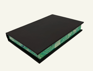 Refillable Leather journal with green and ivory marble paper