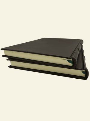 Classic Italian Leather Journals and Guestbooks with green satin bookmark