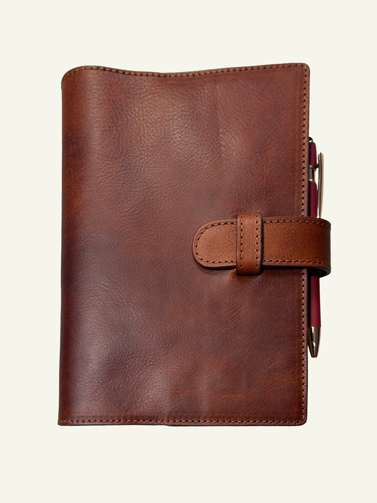 *Preorder* Refillable Softcover Leather Journal With Clasp Tab Closure - Cognac
