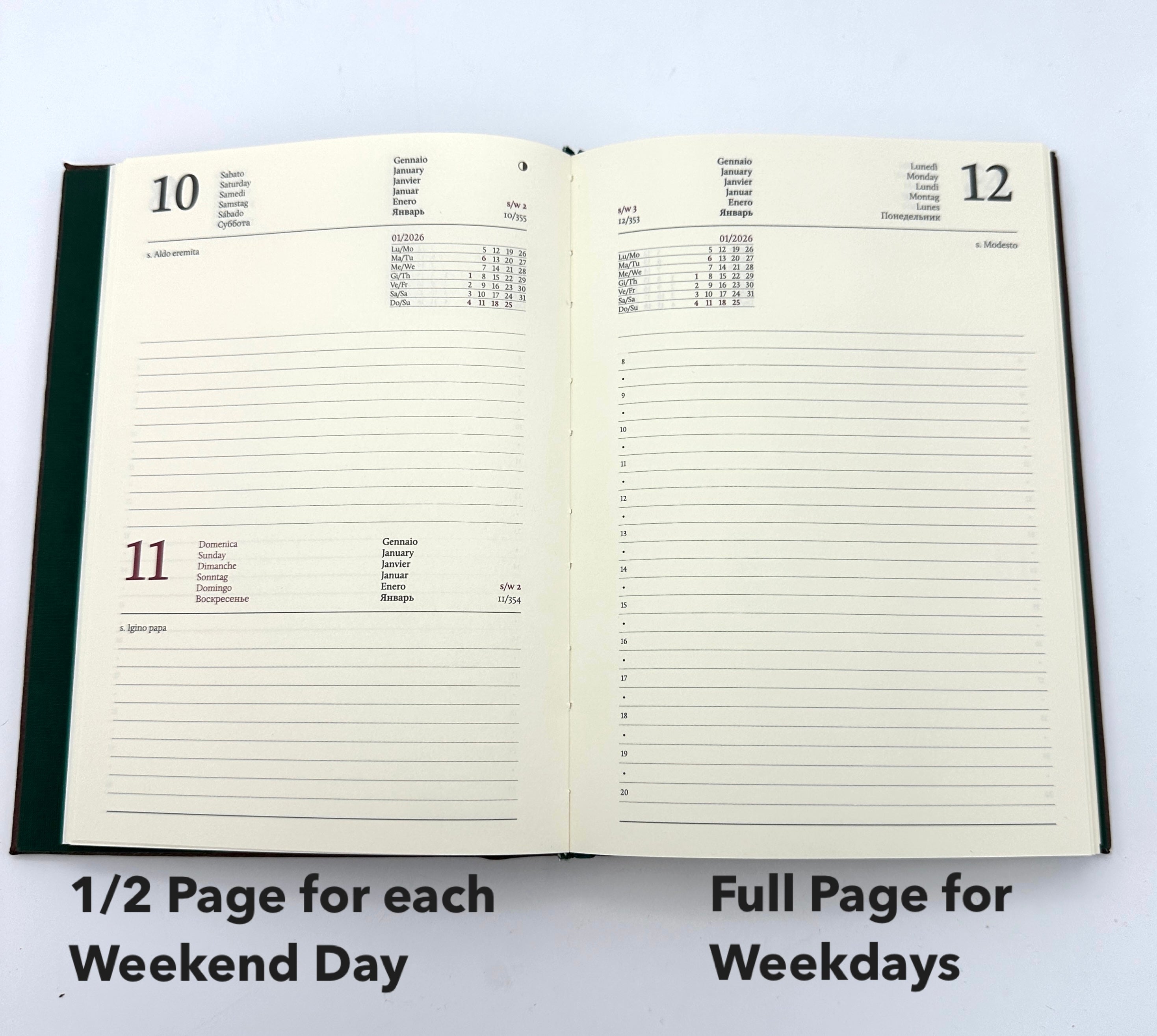 Refillable Leather Day Planner 2026 (Med A5 size)