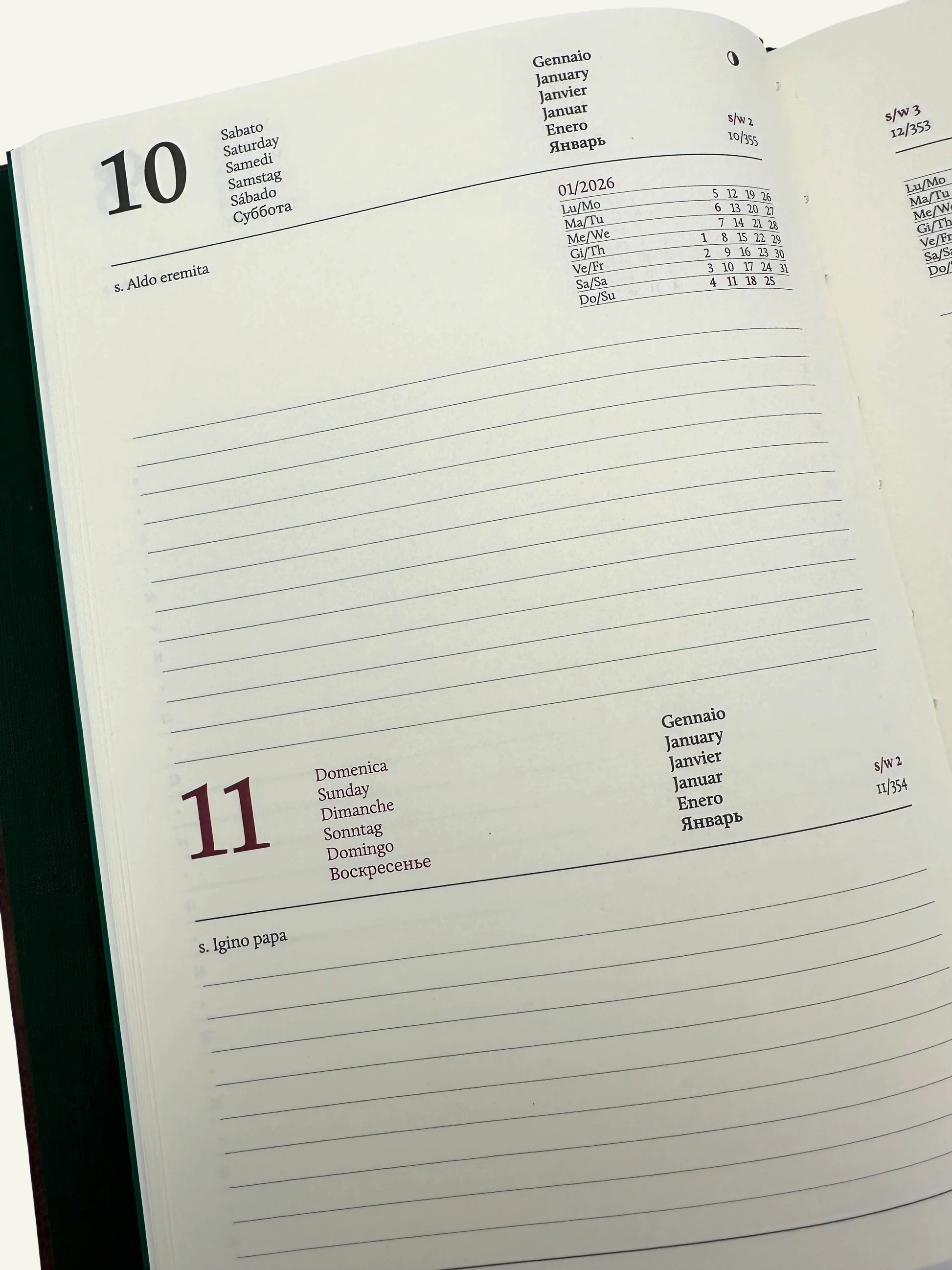 2026 A5 Hardback Daily Diary - Day Per Page Professional Planner - Black/Red/Blue