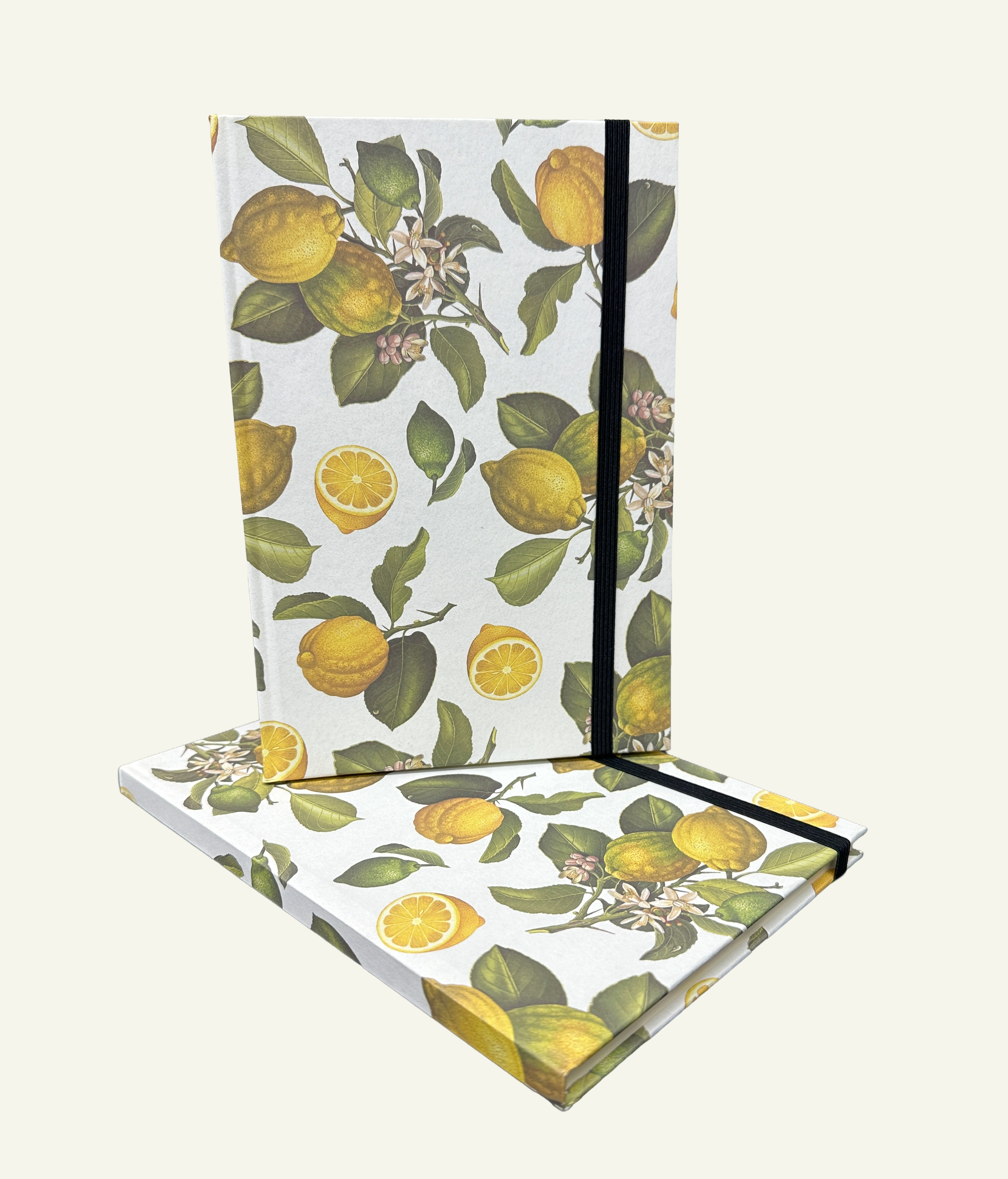 Stacked Sicilian Lemon Grove Notebook Journal with lined pages and elastic closure