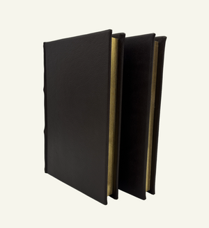 Luxury handmade Italian leather journal with shimmering gold page edges