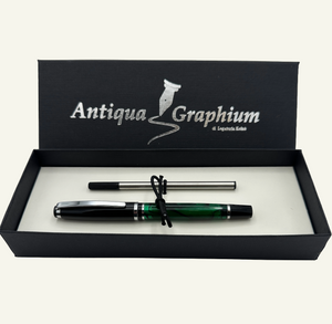 Marbleized Green  Resin Barrel Rollerball Pen in Gift Box