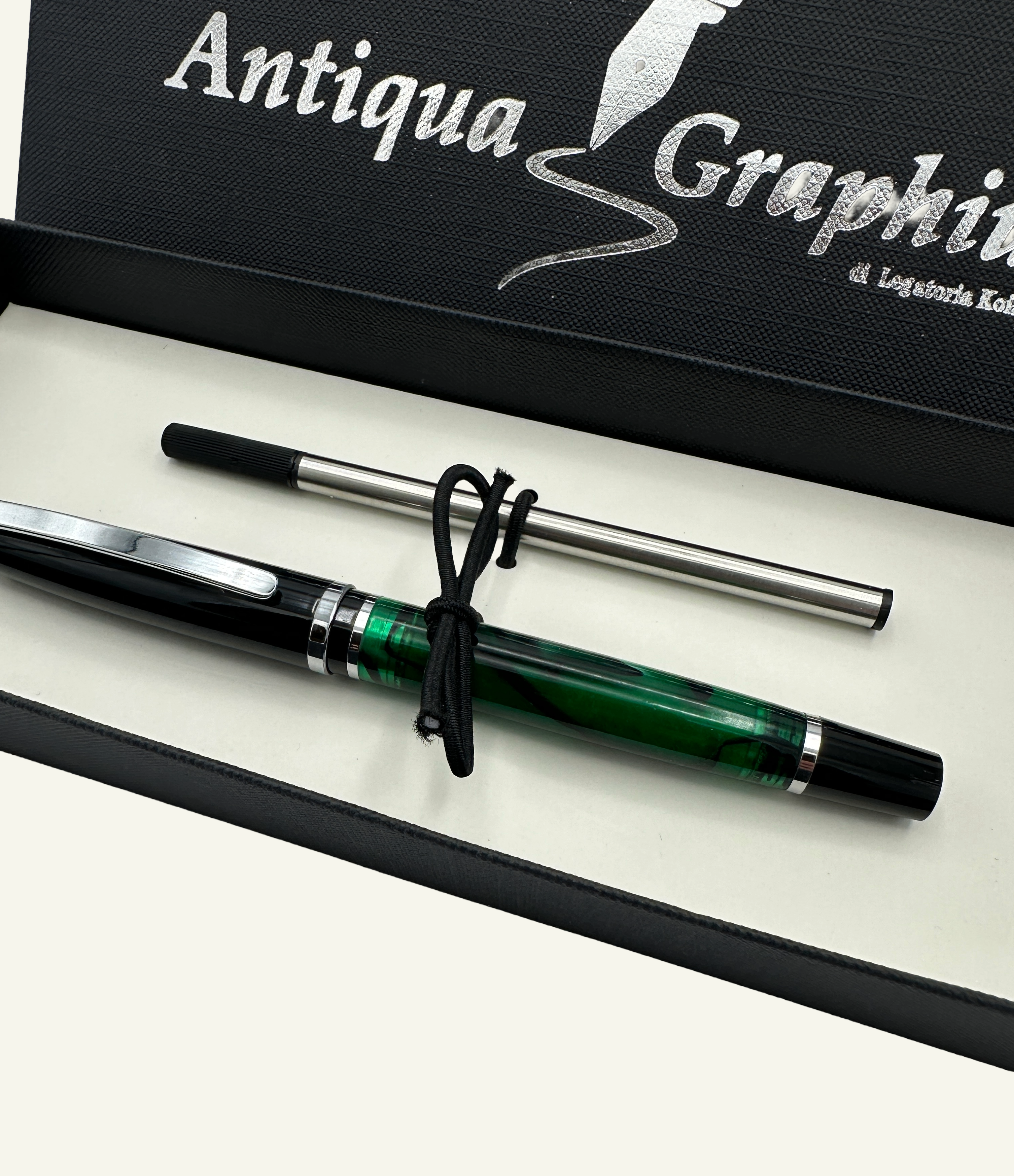 Green Resin Barrel Rollerball Pen in Gift Box