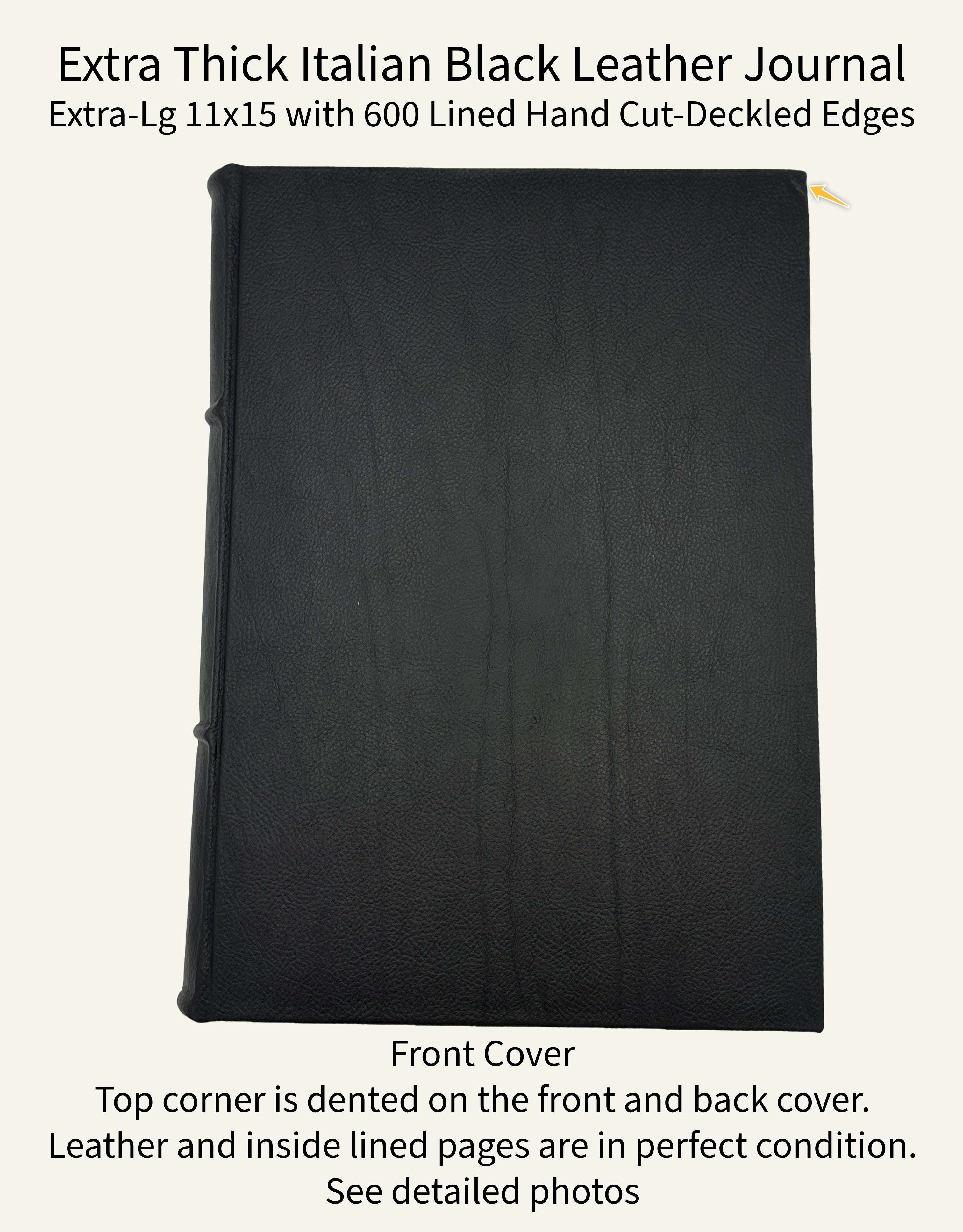 *Imperfect* Extra Thick Black Leather Journal with 600 Lined Hand-Cut Deckled Edges