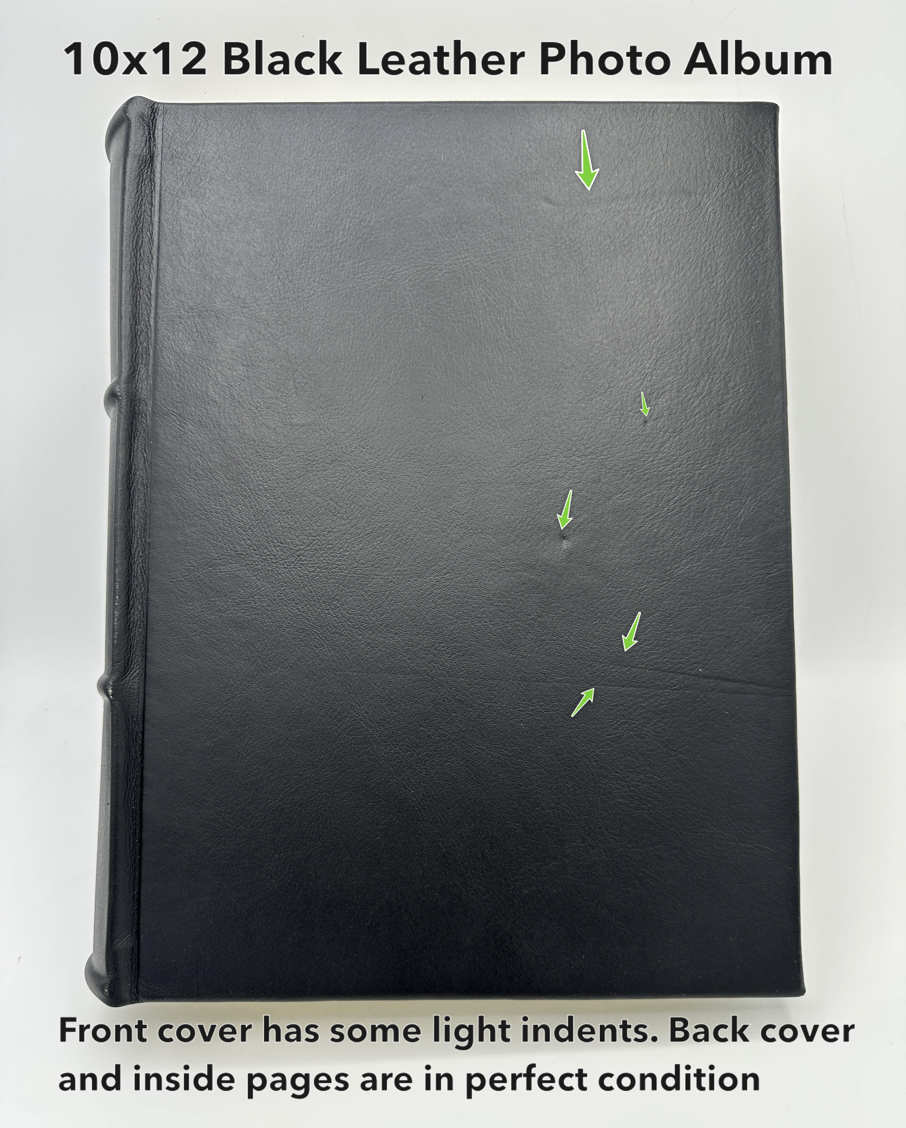 *Imperfect* Handmade Italian Black Leather Photo Album 10x12
