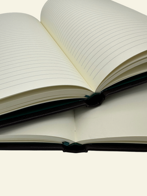 Open lined guestbook on top of an unlined guestbook