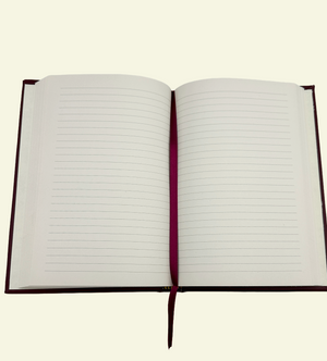 Lined pages and matching bookmark in Merlot Wine