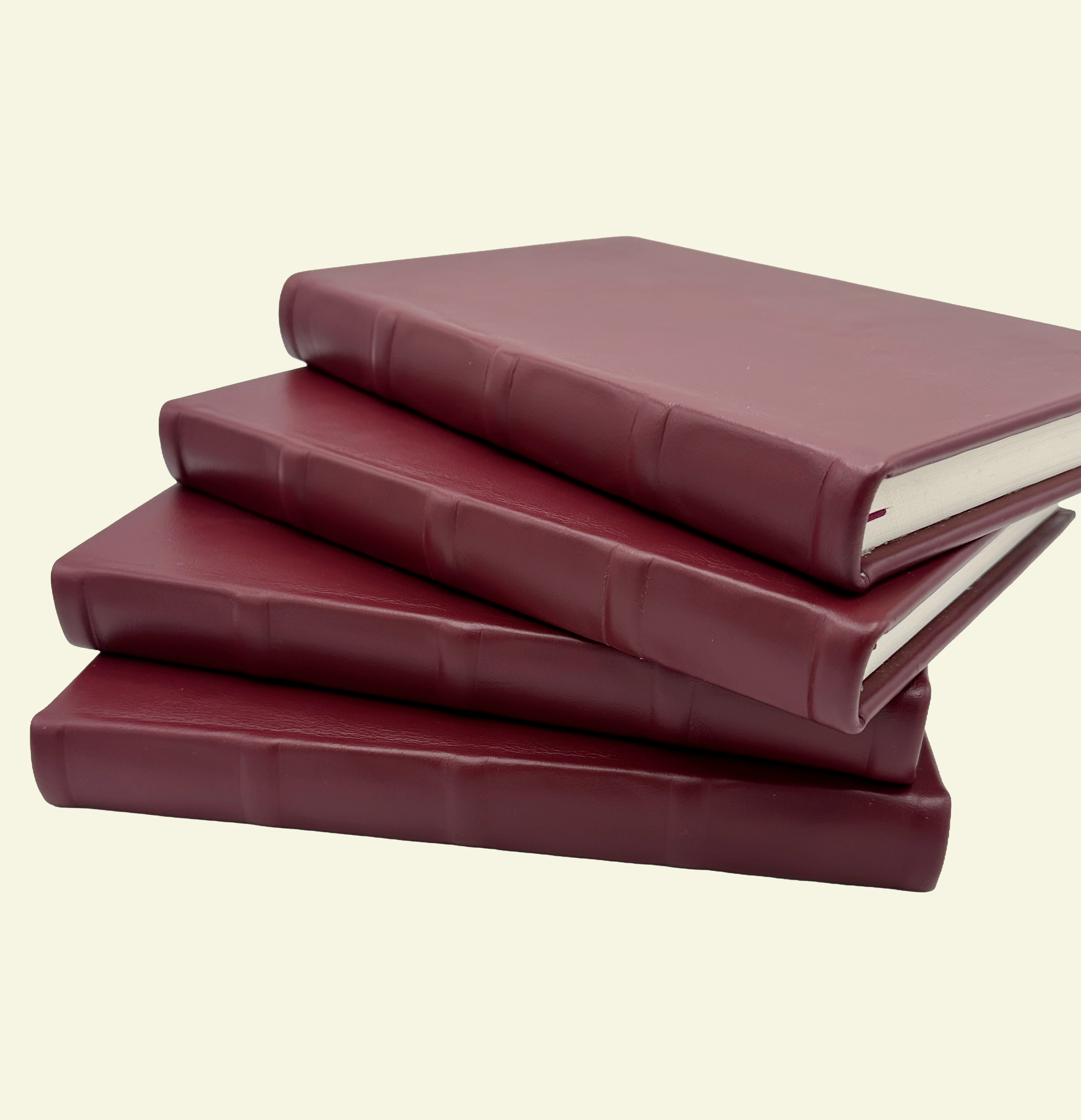 Stacked Leather Journal in Merlot Wine with Lined Pages