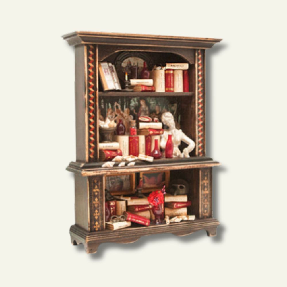 Miniature Wood Bookcase Ornament - XL