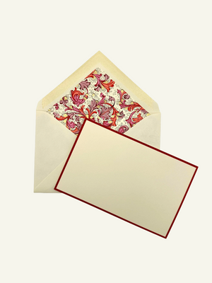 Red Florentine Folded Note Cards With Matching Envelopes