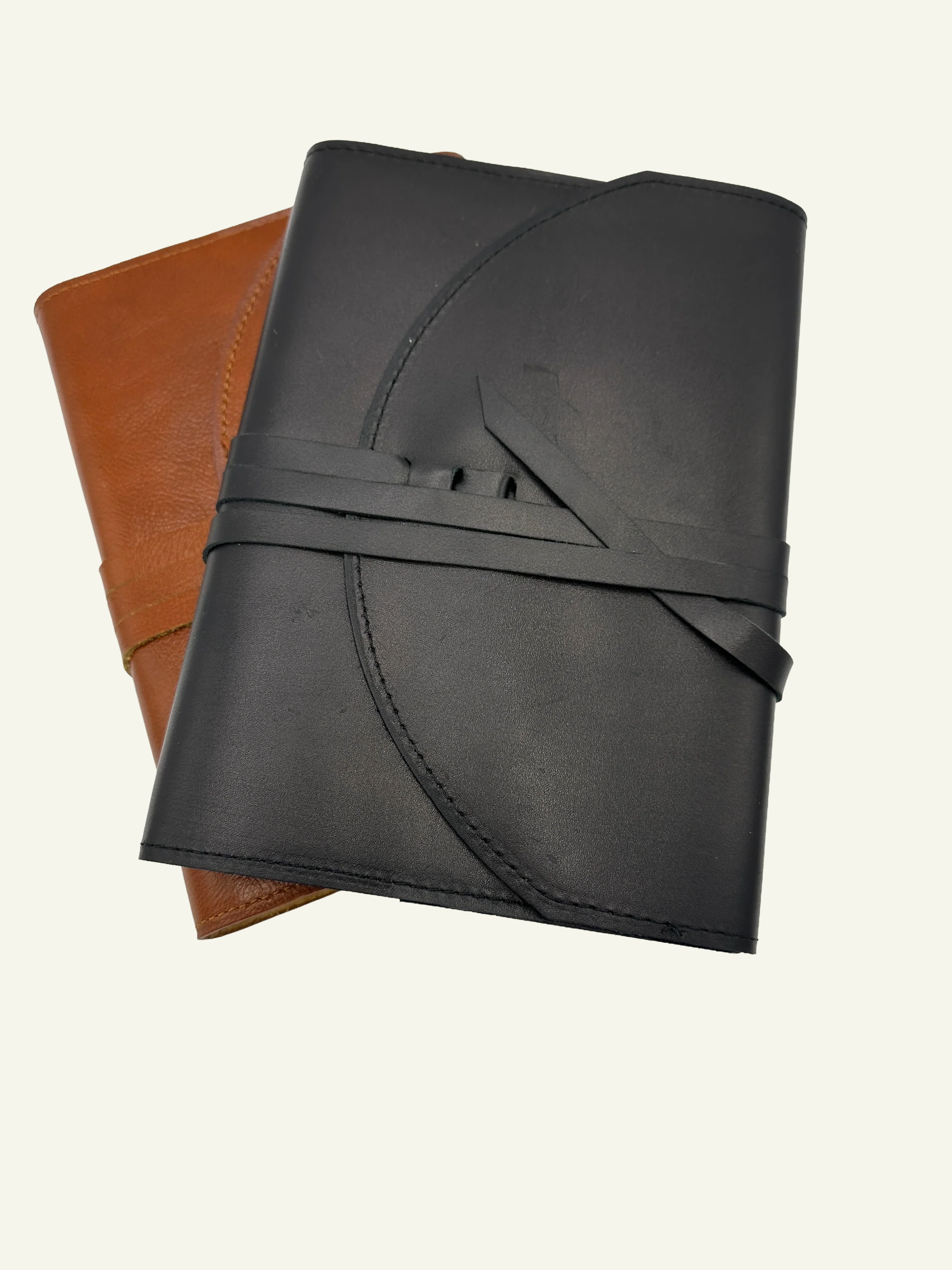 Refillable Leather Wrap Journals in Saddle Brown and Black