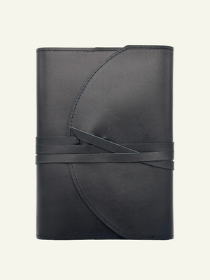 Refillable Leather Wrap Journal in Black