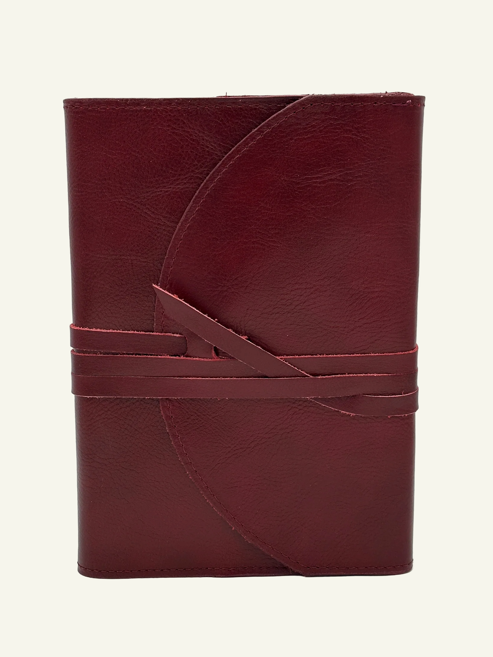 Refillable Leather Wrap Journal in Bordeaux