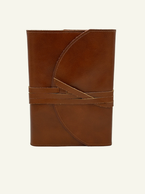 Refillable Leather Wrap Journal in Saddle Brown