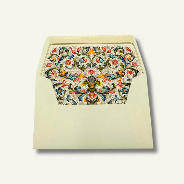Multicolored classic Florentine envelope, designed to match a 3x5 Thank You card