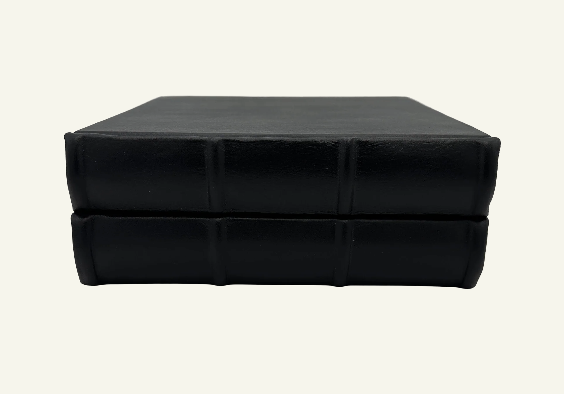 Two  9x8 Handmade Italian Black Leather Photo Album spines