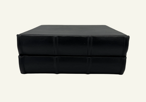 Two  9x8 Handmade Italian Black Leather Photo Album spines