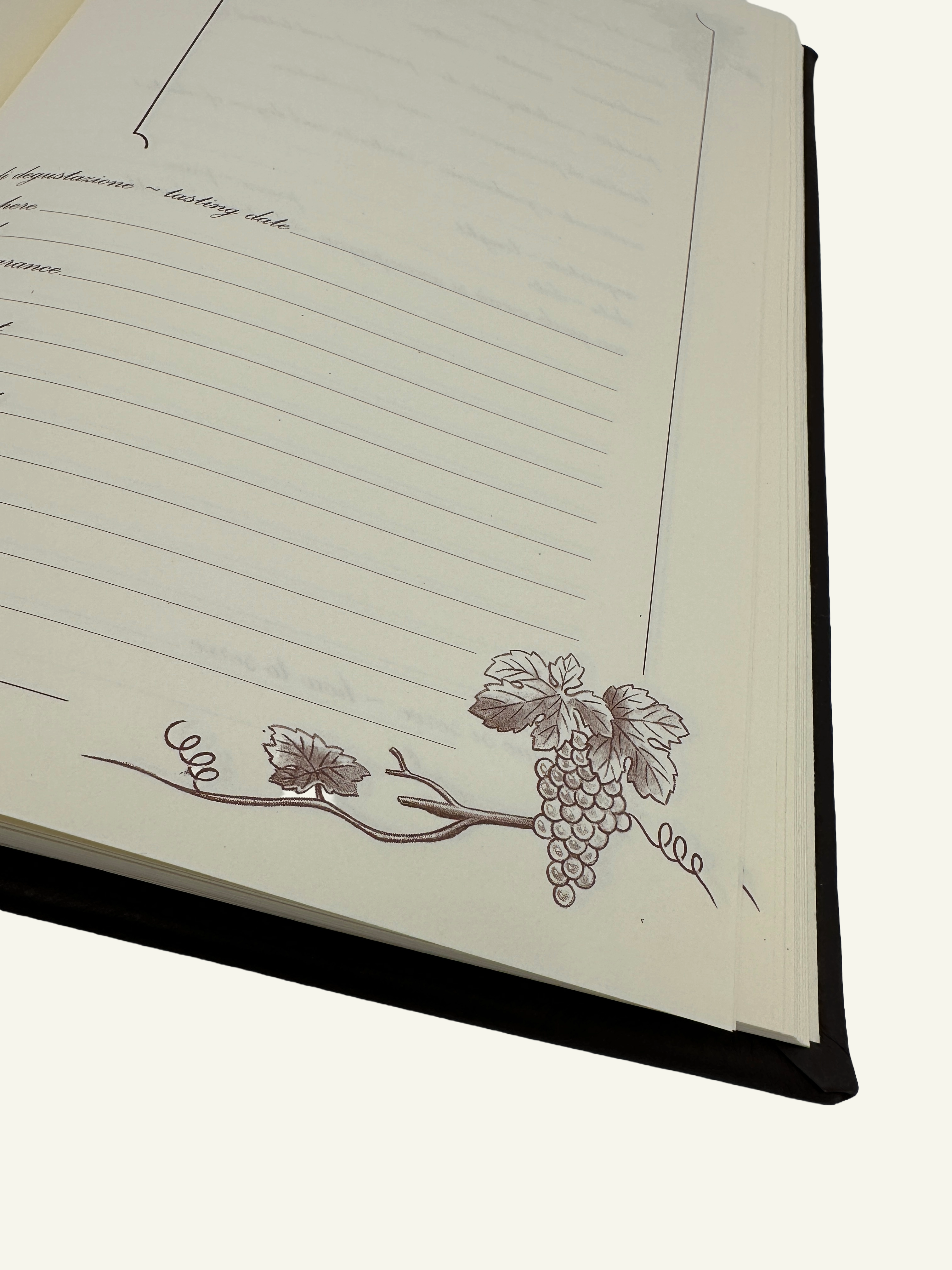 Wine Journal & Log Book with Grape Vine Detail on each page