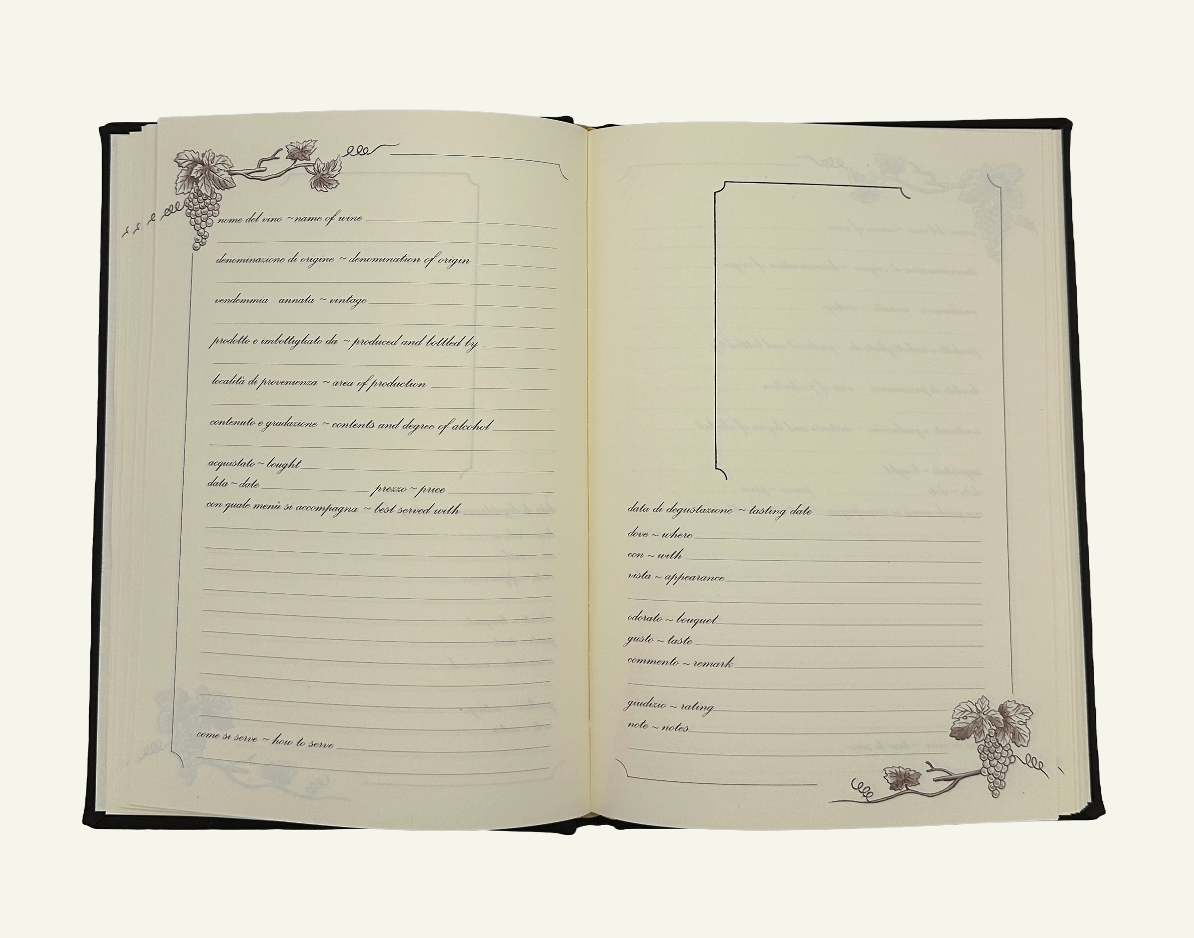 Italian Leather Wine Log Journal