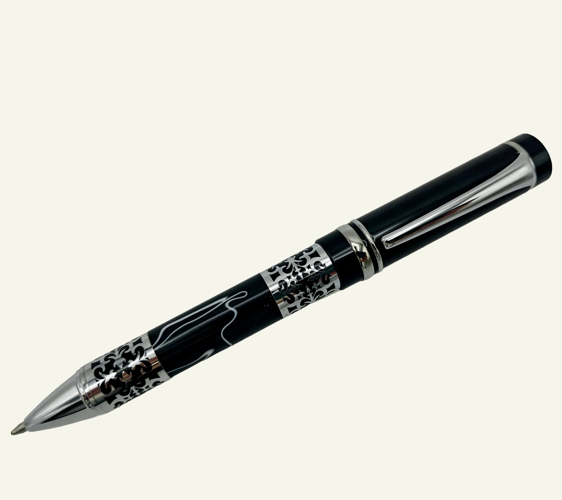 Black Resin Barrel Ballpoint Pen