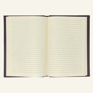 burgundy leather journal - open - ruled pages