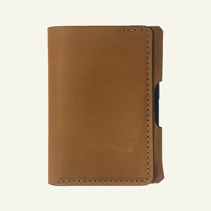 Saddle Brown Leather Wallet Notebook Combo with Pen