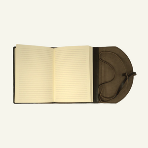 Leather Travel Journal - refillable wrap book x open pages view