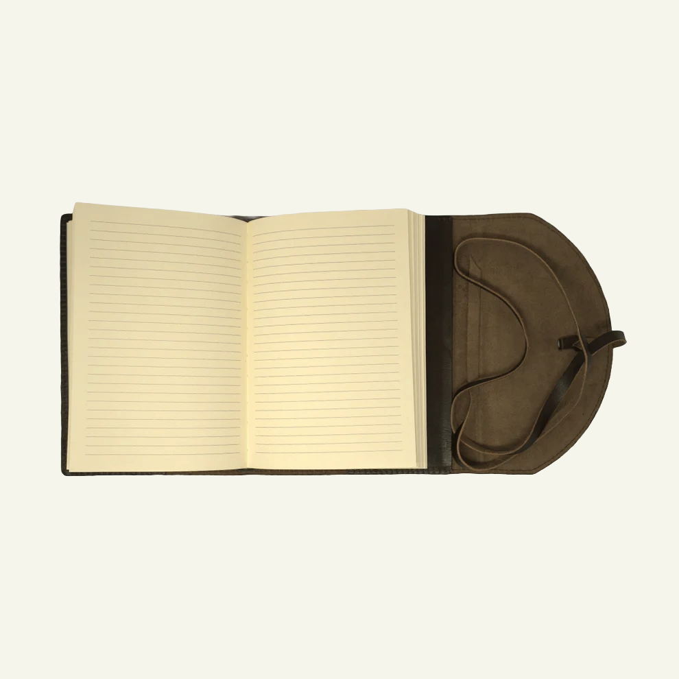 Leather Travel Journal - refillable wrap book x open pages view