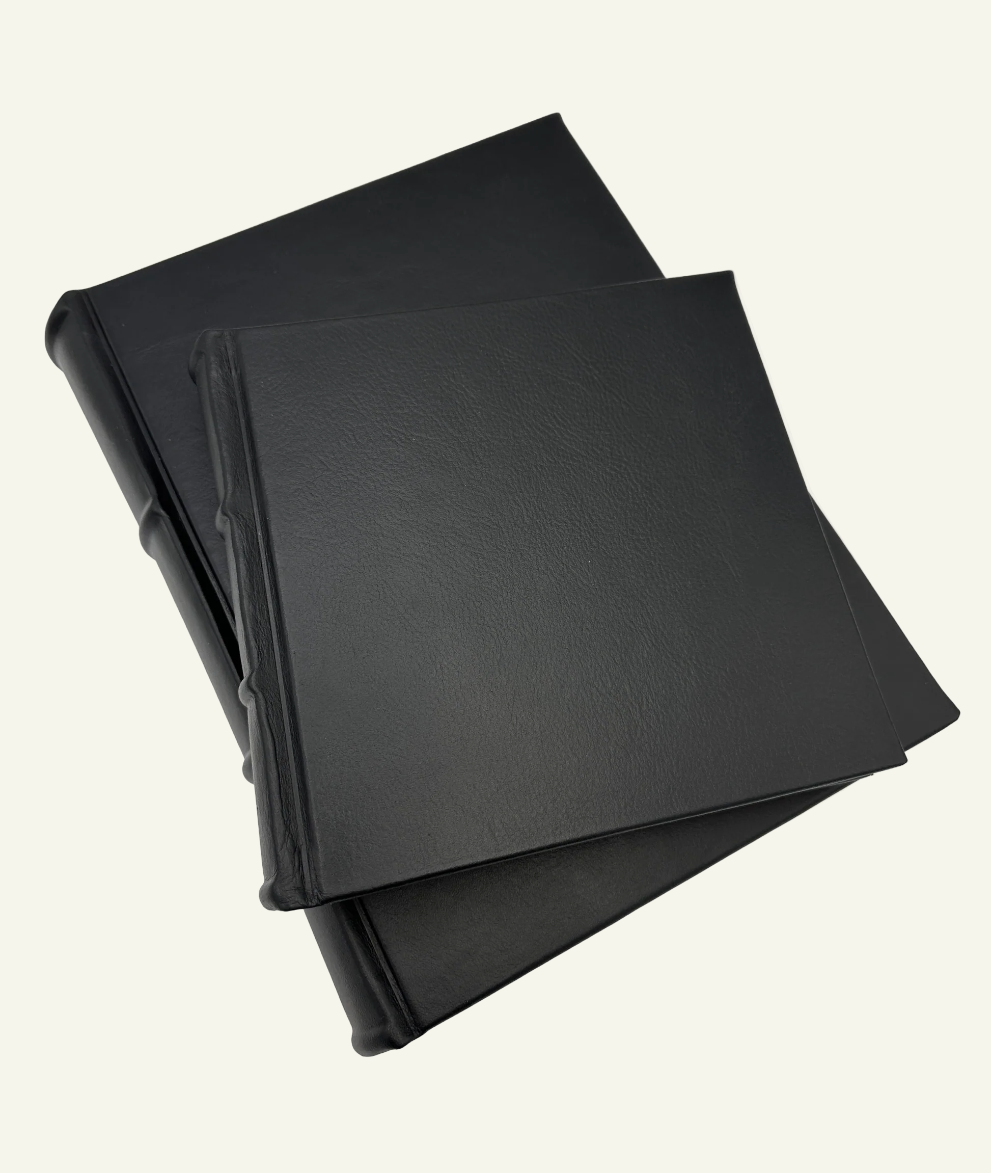 Small 9x8 and Medium 10x12 Black Italian Leather Albums