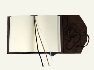 Refillable soft wrap espresso dot-grid journal 