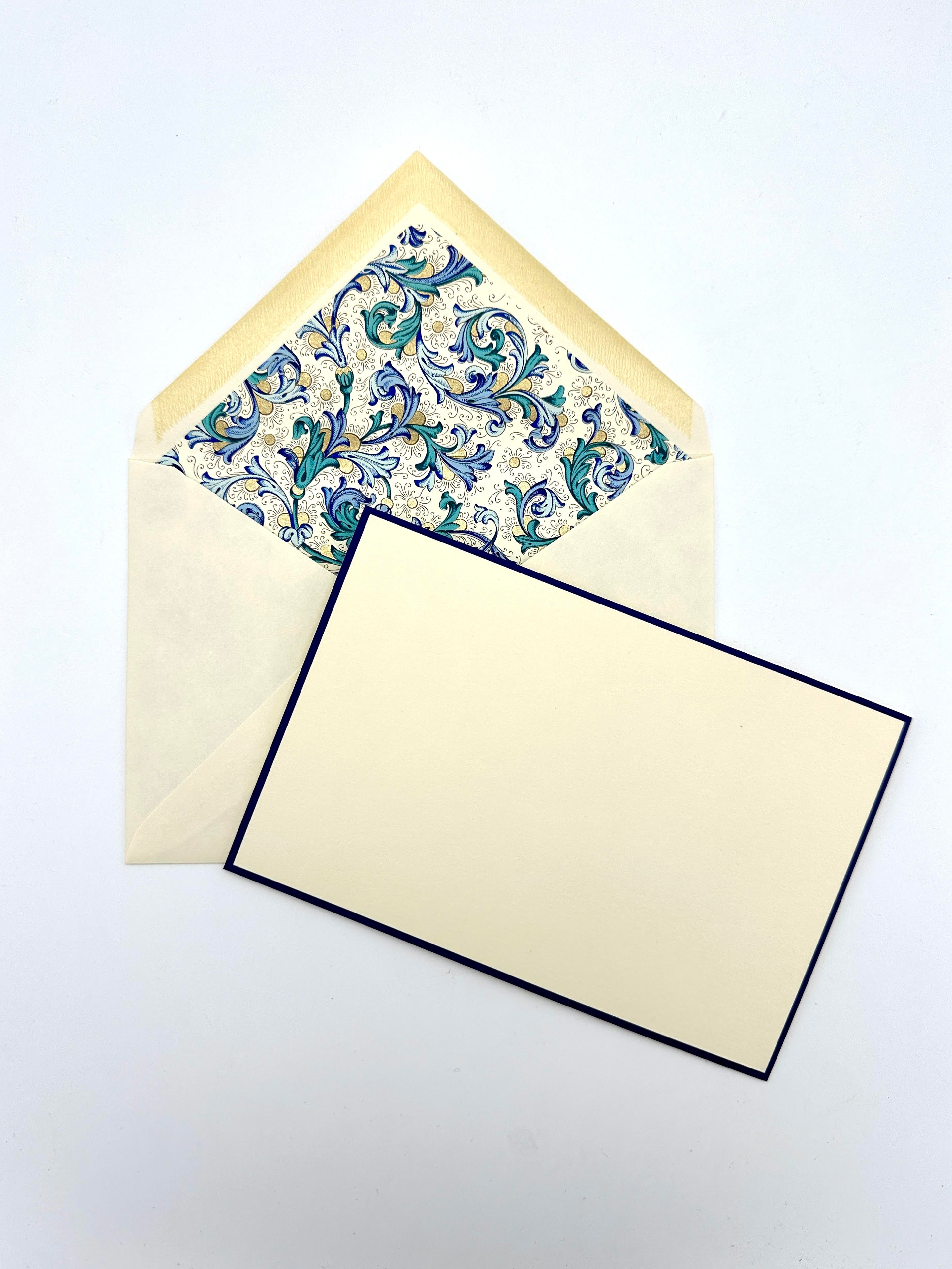Florentine Notecards With Matching Envelopes Blue - 10 pack