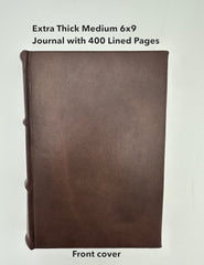 Italian Leather Thick Journal With 400 Lined Writing Pages - Medium Size *Imperfect*