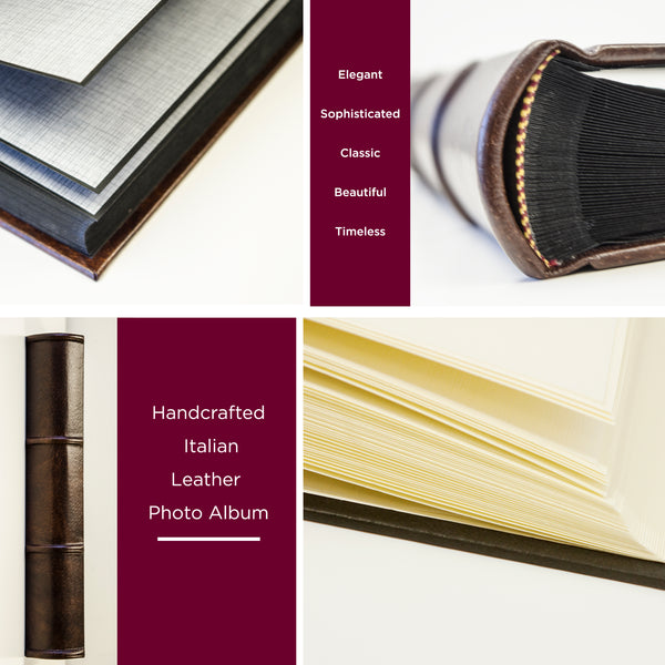 Handmade Italian Leather Photo Album with Ivory Pages