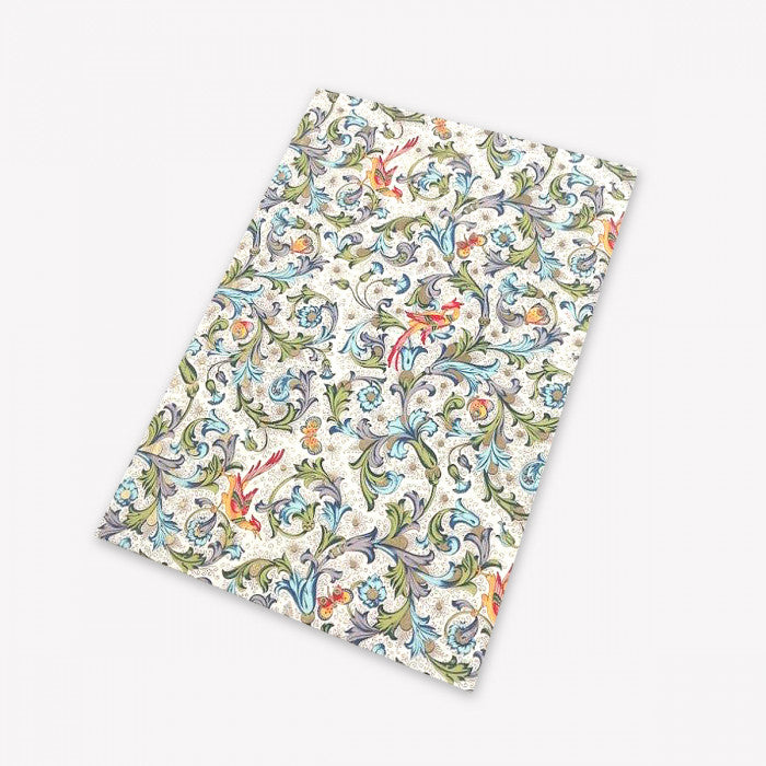 Blue Hardcover Notebook In Florentine Bird Pattern - Unlined Gilded Pages