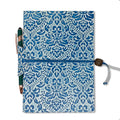 Softcover Barocco Lined Notebook With Knot Closure & Pen Holder - blue