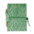 Softcover Barocco Lined Notebook With Knot Closure & Pen Holder - green