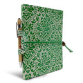 Softcover Barocco Lined Notebook With Knot Closure & Pen Holder - green 2