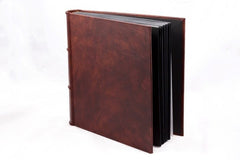 Large Italian Leather Photo Album / Scrapbook - Black Pages 12x12